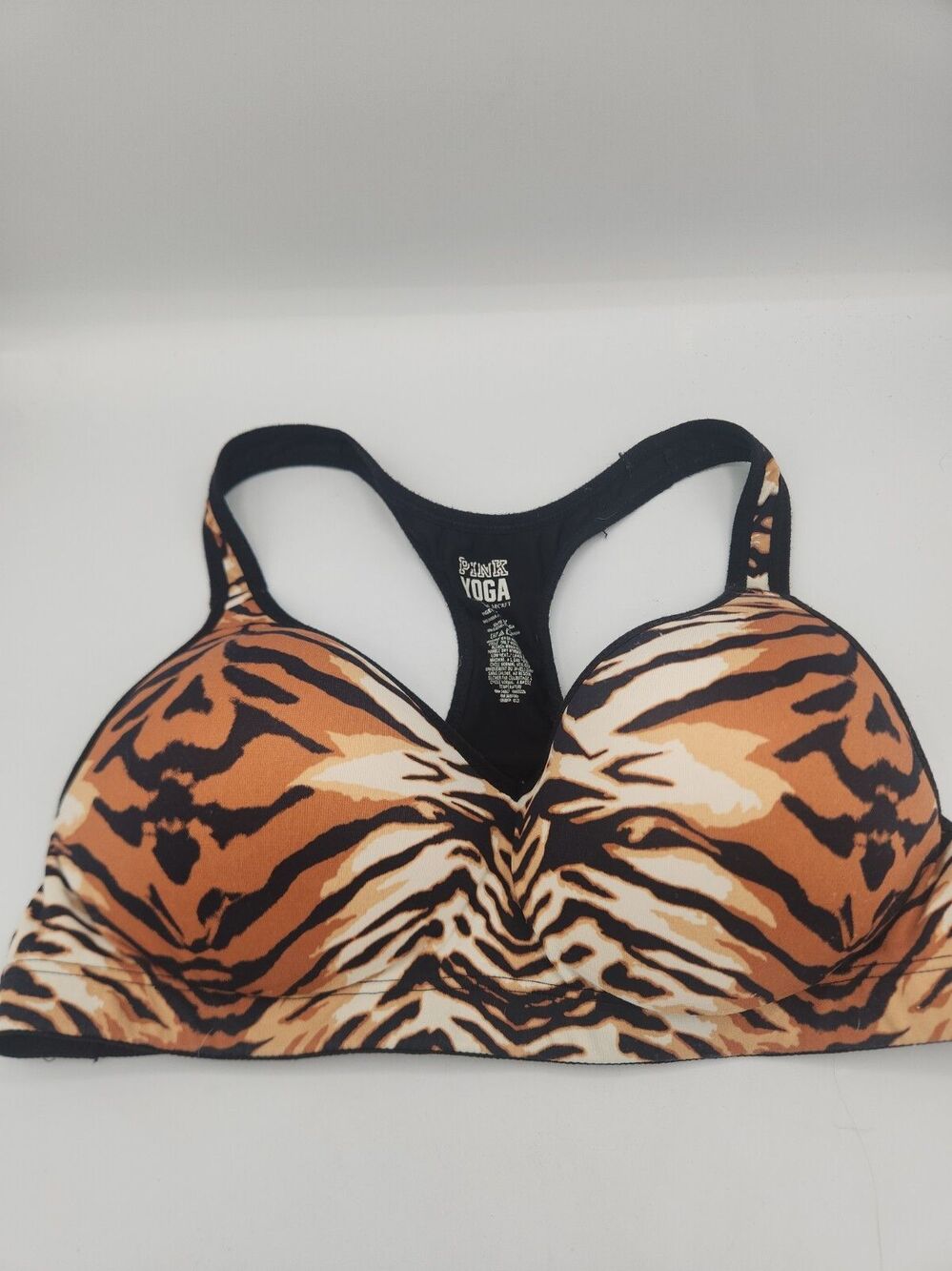 Victoria’s Secret Pink Racerback Sports Bra Size Medium  Push Up Tiger Print